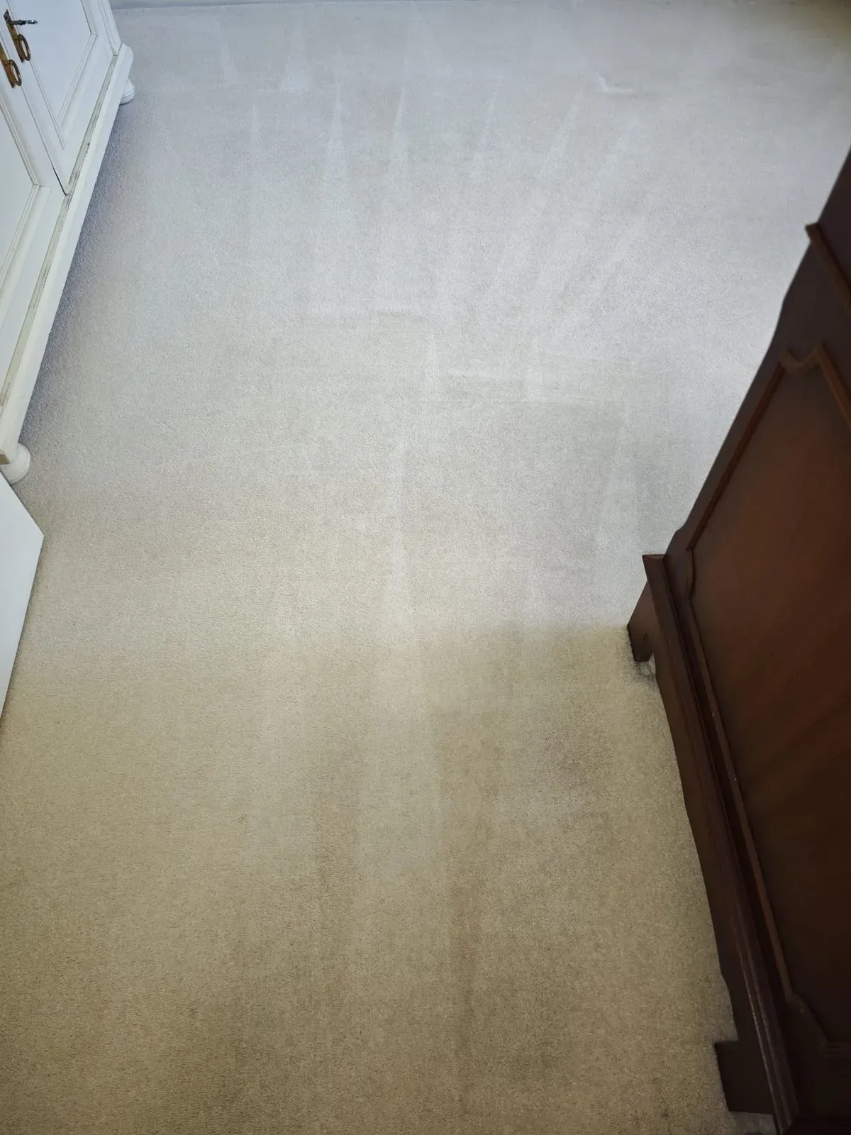 After: landing carpet, ground-in soiling lifted and pile groomed